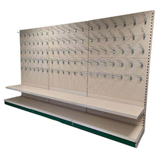 Retail Shop Shelving Run of 3 x Gondola Bays 2200mm H with Perforated Panels