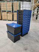 Loadhog Heavy Duty Plastic Storage Container with lid 65 L (Four Colours), Blue / 1, Filstorage