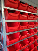 Steel Shelf Unit with 36 Storage Parts Bins 2000mm H x 1000mm W x 300mm D, Red, Filstorage