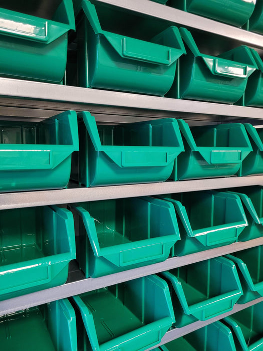 Steel Shelf Unit with 36 Storage Parts Bins 2000mm H x 1000mm W x 300mm D, Red, Filstorage