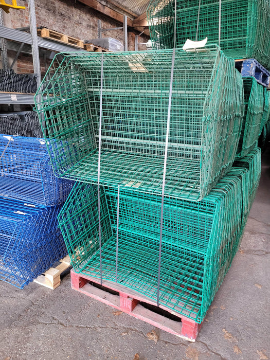 CLEARANCE: Used Wire Storage C2DS Filplastic Baskets with dividers (Bundle of 12 & 24 dividers) ), Green C2DS USED CLEARANCE, Filstorage