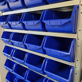 Steel Shelf Unit with 36 Storage Parts Bins 2000mm H x 1000mm W x 300mm D, Red, Filstorage