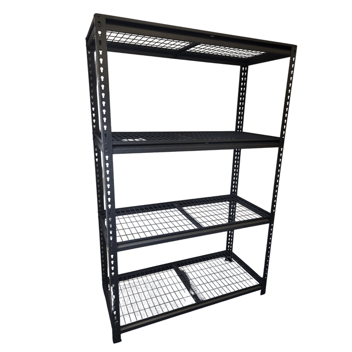 Black Mesh shelving unit front view