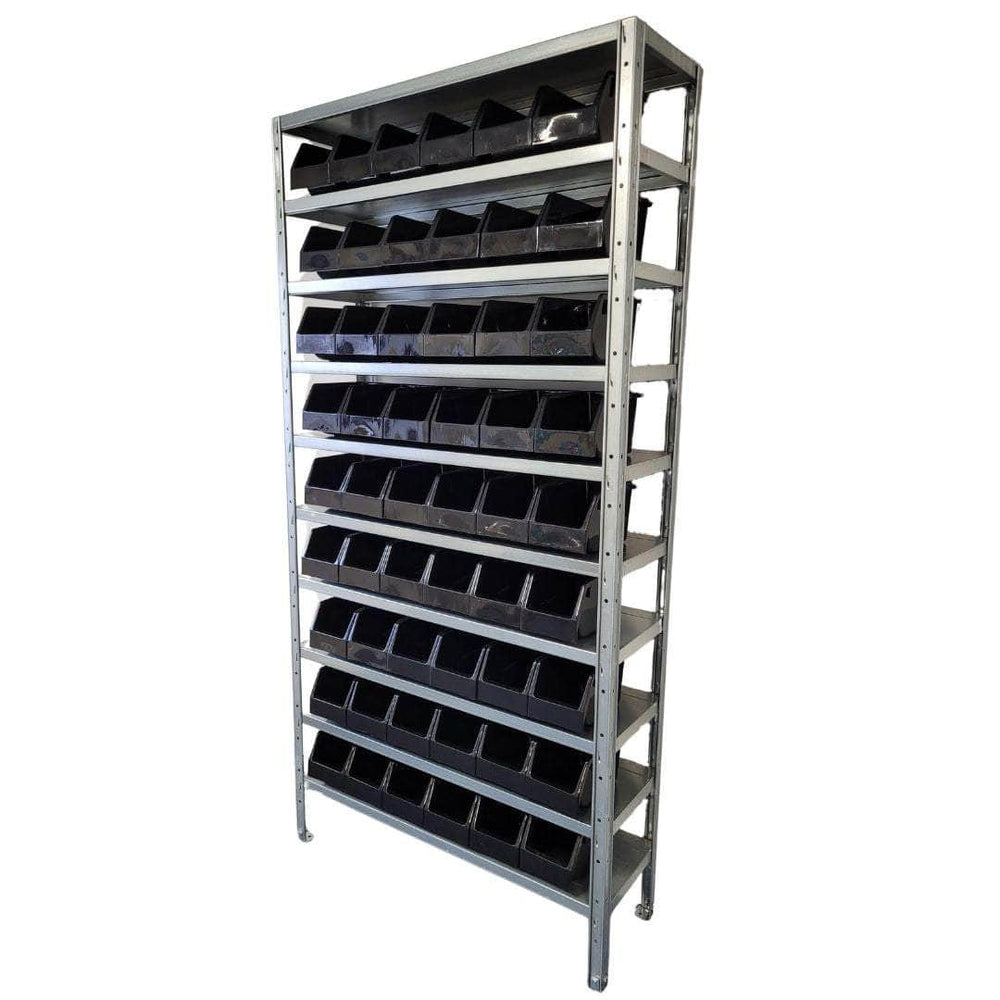 Steel Shelving with Black Kaddy Storage Bins