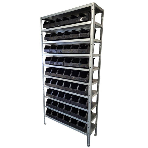 Steel Shelving with Black Kaddy Storage Bins