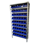 Steel Shelving with Blue Kaddy Storage Bins