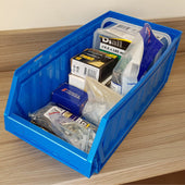 Large Collapsible Plastic Storage Bins (Pack of 5), Blue Bins T53P, Filstorage