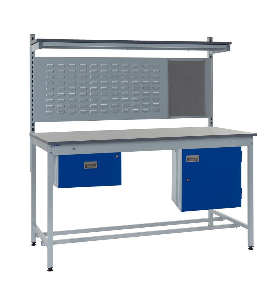 Square Tube Workbench with Louvre Panel & Upper Shelf 840mm Bench Height, 1200mm / Laminate / 1, Filstorage