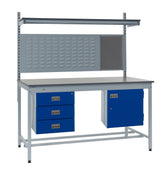 Square Tube Workbench with Louvre Panel & Upper Shelf 840mm Bench Height, 1200mm / Laminate / 3, Filstorage