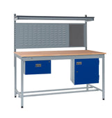 Square Tube Workbench with Louvre Panel & Upper Shelf 840mm Bench Height, 1200mm / Solid Beech / 1, Filstorage