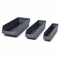 Stemo Open Front Plastic Parts Shelf Bins 600mm Long Range GREY