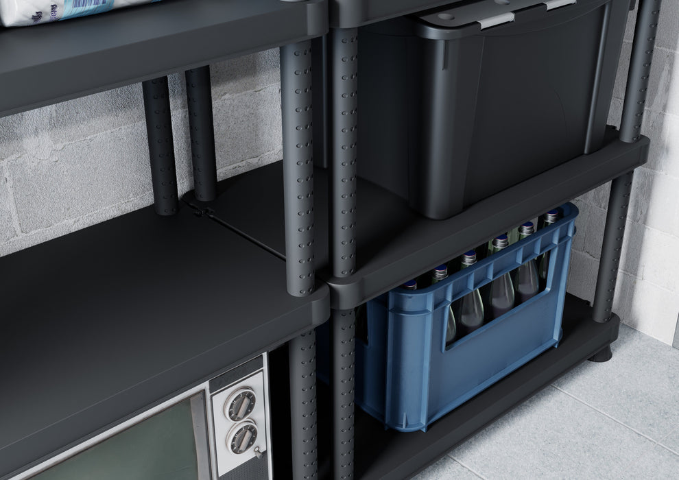 Solid Recycled Plastic Shelving 25kg Per Level 4 Shelves 1350mm H x 750mm W x 300mm D, 1230/4, Filstorage