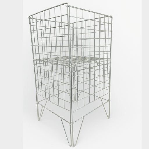 Silver Dump Bin with adjustable bottom side view
