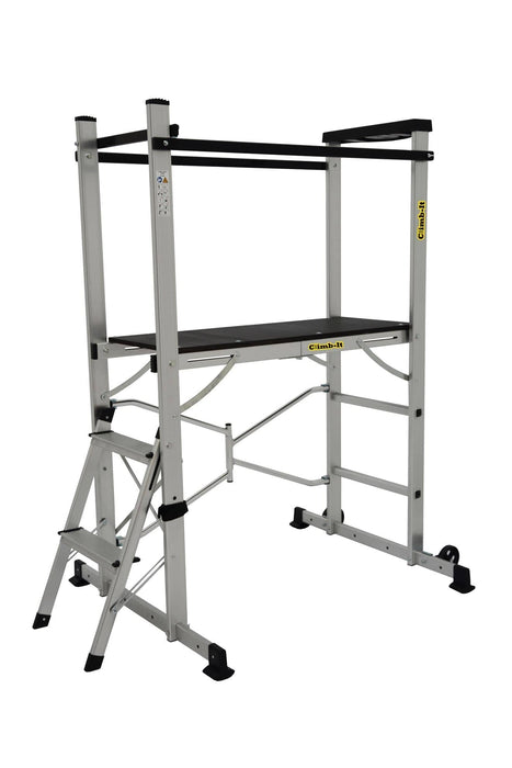 Climb-It Folding Access Work Platforms with Steps, 2-Tread, Filstorage