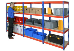 Heavy Duty Boltless Racking 4 Levels 1830mm H, 1220mm / 305mm / Orange/Blue, Filstorage