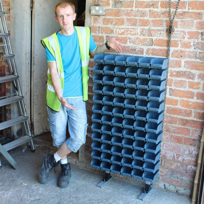 Freestanding Louvre Panel Parts Storage Bin Rack with 72 Bins 1250mm H, T302, Filstorage