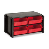Dust Resistant Small Parts Storage Parts Bin Compartment Organiser Unit (4 bin options), 4 Drawers, Filstorage