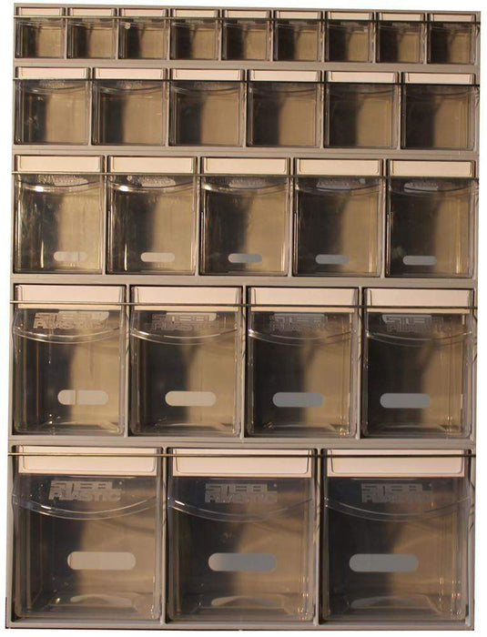 Complete Van Storage Tilt Bin Kit (27 compartments), Tilt Bin Van Kit, Filstorage
