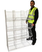 Set of 4 Large Wire Storage Stacking Display Baskets & 8 Dividers, 900mm White Basket Stack Kit, Filstorage