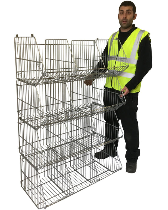 Large Wire Storage Stacking Display Basket (Single), 900mm Single Basket - White, Filstorage