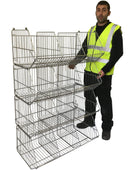 Set of 4 Large Wire Storage Stacking Display Baskets & 8 Dividers, 900mm White Basket Stack Kit, Filstorage