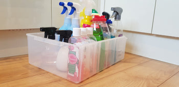 Clear Plastic Storage Box Organiser Under Sink Cupboard Wardrobe Container 110mm H, 403 (415x150x110), Filstorage