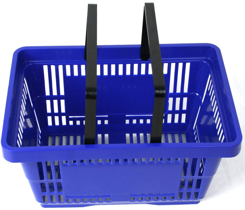 Plastic Shopping Basket 22L - 2 Handles (7 Colours), Blue, Filstorage