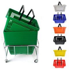 Bundle Offer! 30 Plastic Shopping Baskets & Plinth (7 Colours)