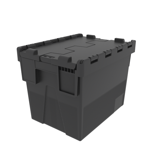 Loadhog 306 Heavy Duty Plastic Storage Container with lid (25 Litres), Black lid/Black Body / 1, Filstorage