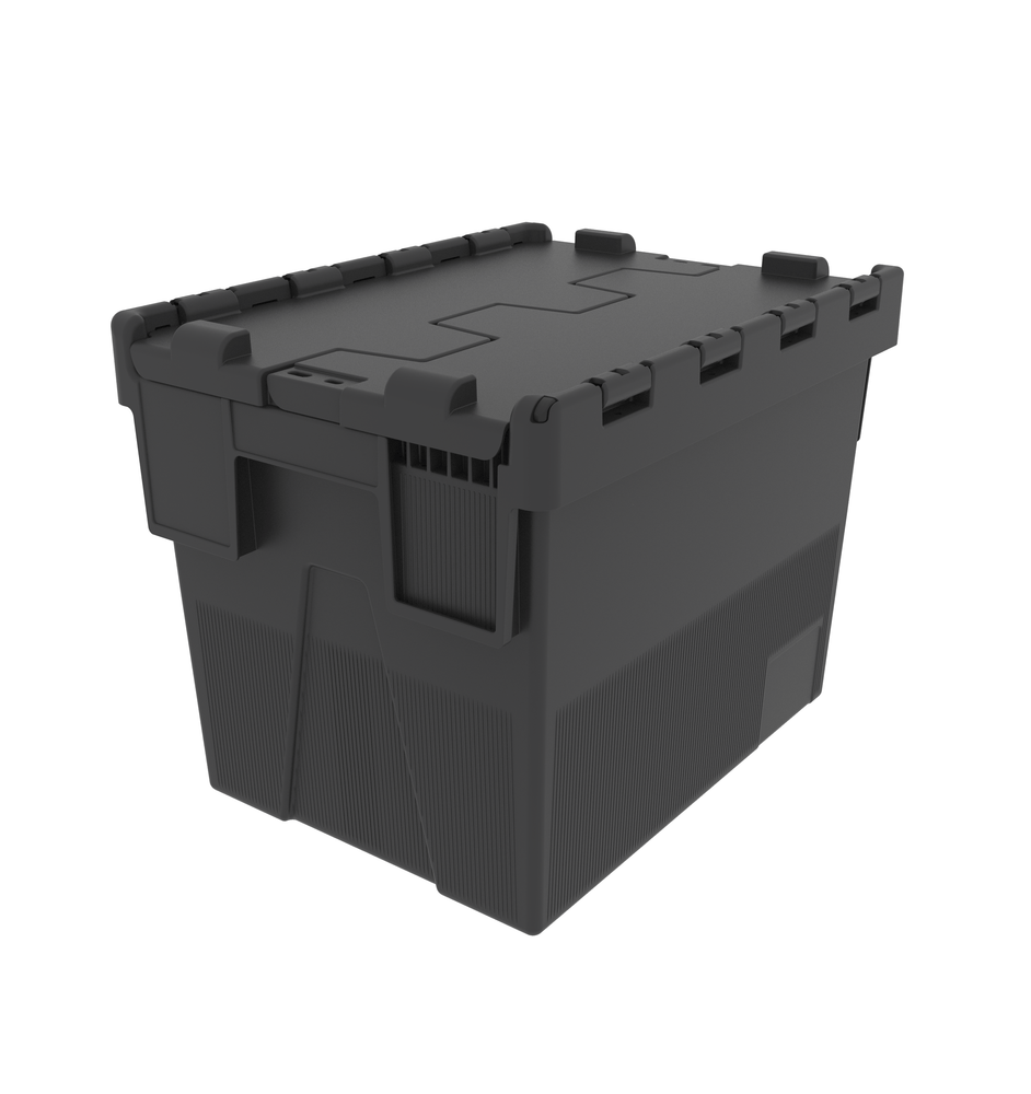 Loadhog 306 Heavy Duty Plastic Storage Container with lid (25 Litres), Black lid/Black Body / 1, Filstorage