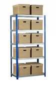 Eco-Rax Heavy-Duty Shelving Unit 265kg per level (4 sizes), 900mm / 450mm, Filstorage