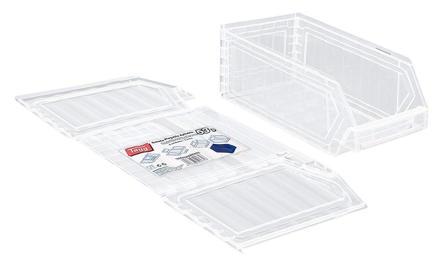Large Collapsible Plastic Storage Bins (Pack of 5), Blue Bins T53P, Filstorage