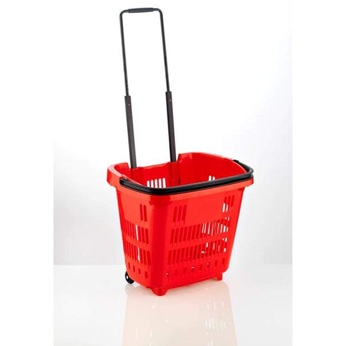 Plastic Shopping Trolley Basket 34L (5 Colours), Red, Filstorage