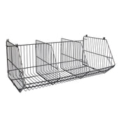 Set of 4 Large Wire Storage Stacking Display Baskets & 8 Dividers, 900mm White Basket Stack Kit, Filstorage