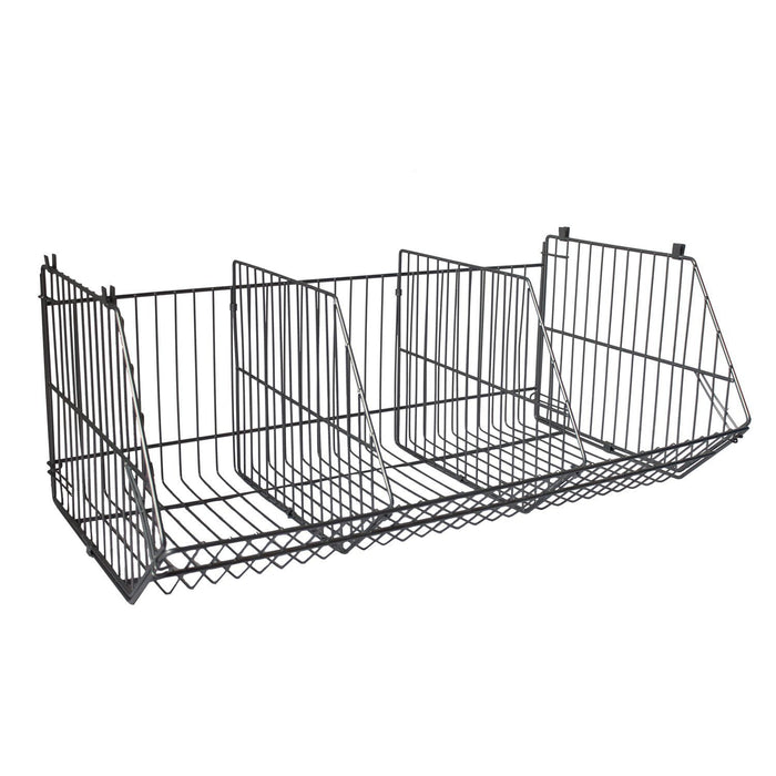 Set of 4 Large Wire Storage Stacking Display Baskets & 8 Dividers, 900mm White Basket Stack Kit, Filstorage