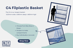 C4 (extra-large) Wire Storage Basket (single) 1220x680x480mm, C4 Wire Blue / 1, Filstorage