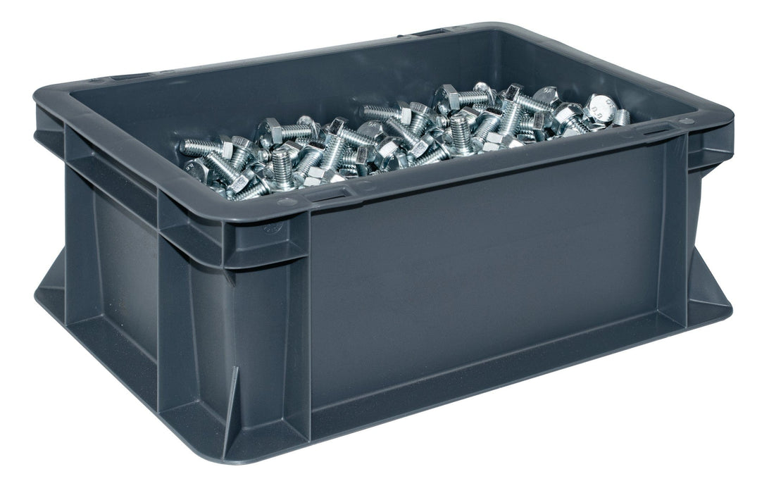 Grey Euro Stacking Containers - Various Sizes, 5L (Pack of 10) 300 x 200 x 120mm, Filstorage