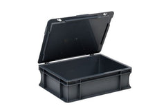 Grey Euro Stacking Containers Hinged Lids (10 Pack)