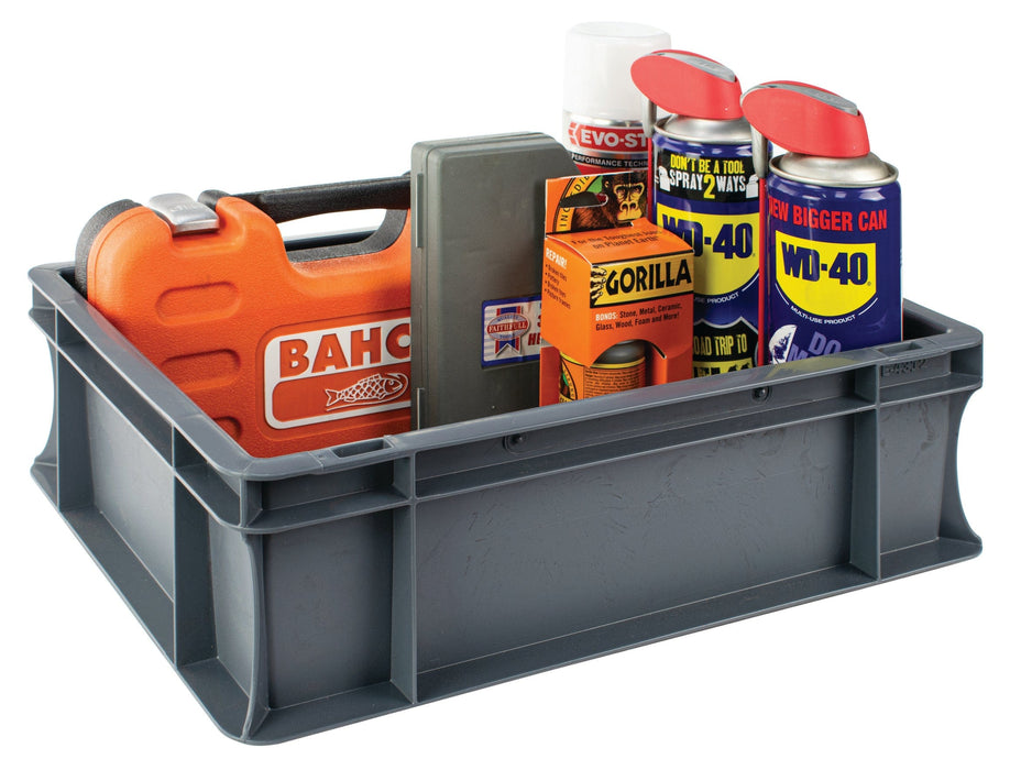 Grey Euro Stacking Containers - Various Sizes, 5L (Pack of 10) 300 x 200 x 120mm, Filstorage