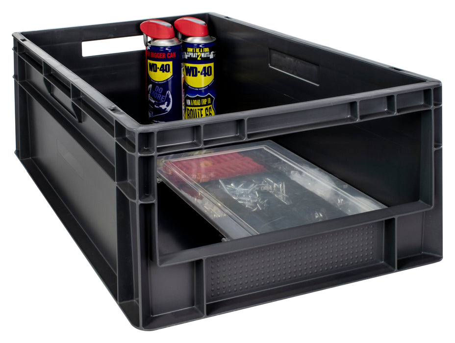 Open Front Euro Stacking Containers 25L 270mm H x 300mm W x 400mm D, 47L (Pack of 2) 600 x 400 x 240mm, Filstorage