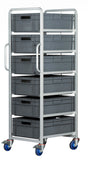 Euro Stacking Container Tray Trolleys 1500mm H x 700mm W x 470mm D, 6 Tier Trolley Only, Filstorage
