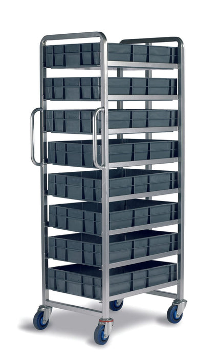 Euro Stacking Container Tray Trolleys 1500mm H x 700mm W x 470mm D, 6 Tier Trolley Only, Filstorage