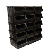 Black Container Pick Wall - 15 Supra Bins, 15 x FBSUPRA 8 Black, Filstorage