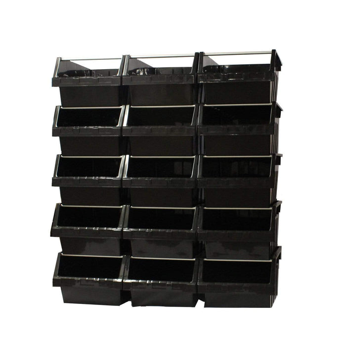 Black Container Pick Wall - 15 Supra Bins, 15 x FBSUPRA 8 Black, Filstorage