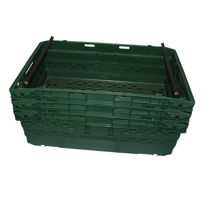 10 x Supermarket Bale Arm Crate (35L), Green, Filstorage