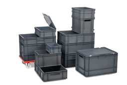 Grey Euro Stacking Containers - Various Sizes, 5L (Pack of 10) 300 x 200 x 120mm, Filstorage