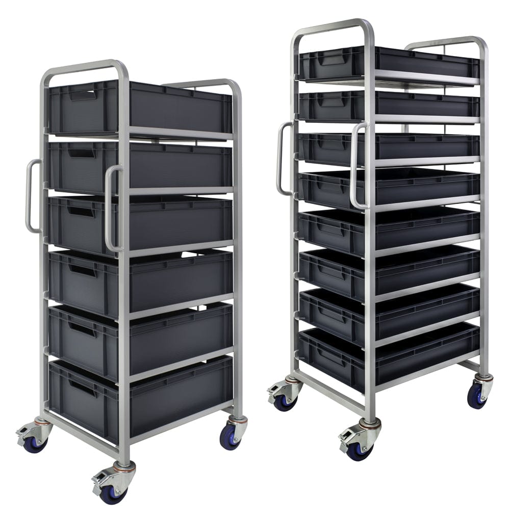 Euro Stacking Container Tray Trolleys 1500mm H x 700mm W x 470mm D, 6 Tier Trolley Only, Filstorage