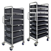 Euro Stacking Container Tray Trolleys 1500mm H x 700mm W x 470mm D, 6 Tier Trolley Only, Filstorage