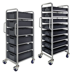 Euro Stacking Container Tray Trolleys 1500mm H x 700mm W x 470mm D