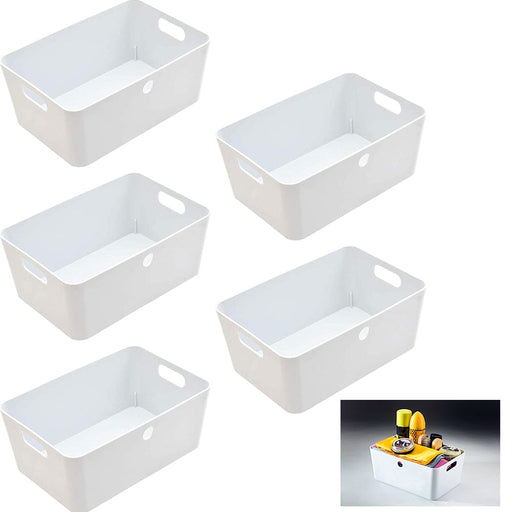 Type 2 Medium Plastic Storage Box Organiser Container (pack of 5) 4.5L, Brilliant White, Filstorage